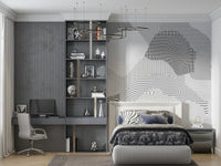A graceful subtle texture wall mural in cool, neutral tones.
