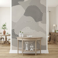 An artistic minimalist form mural for home decor.