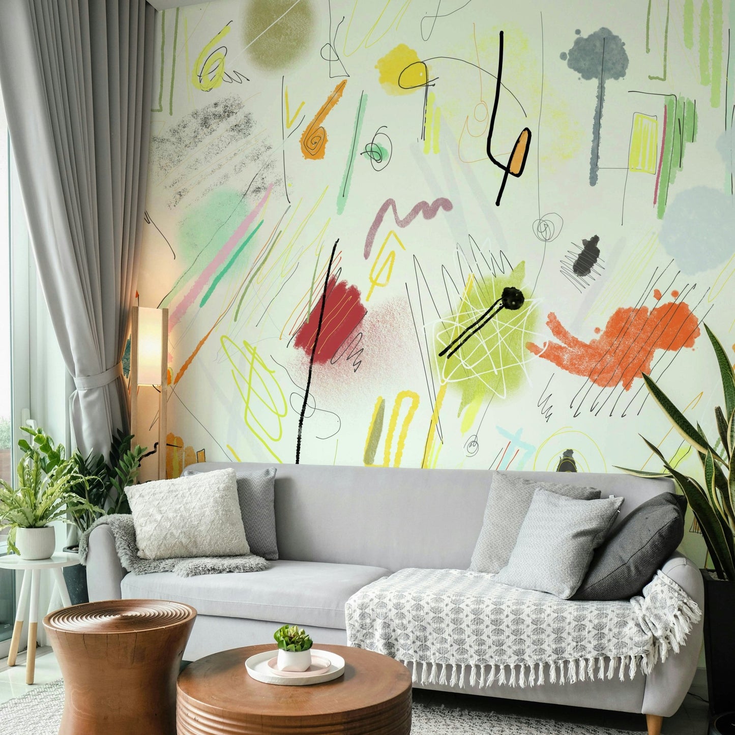 Abstract cut-out wallpaper for walls

