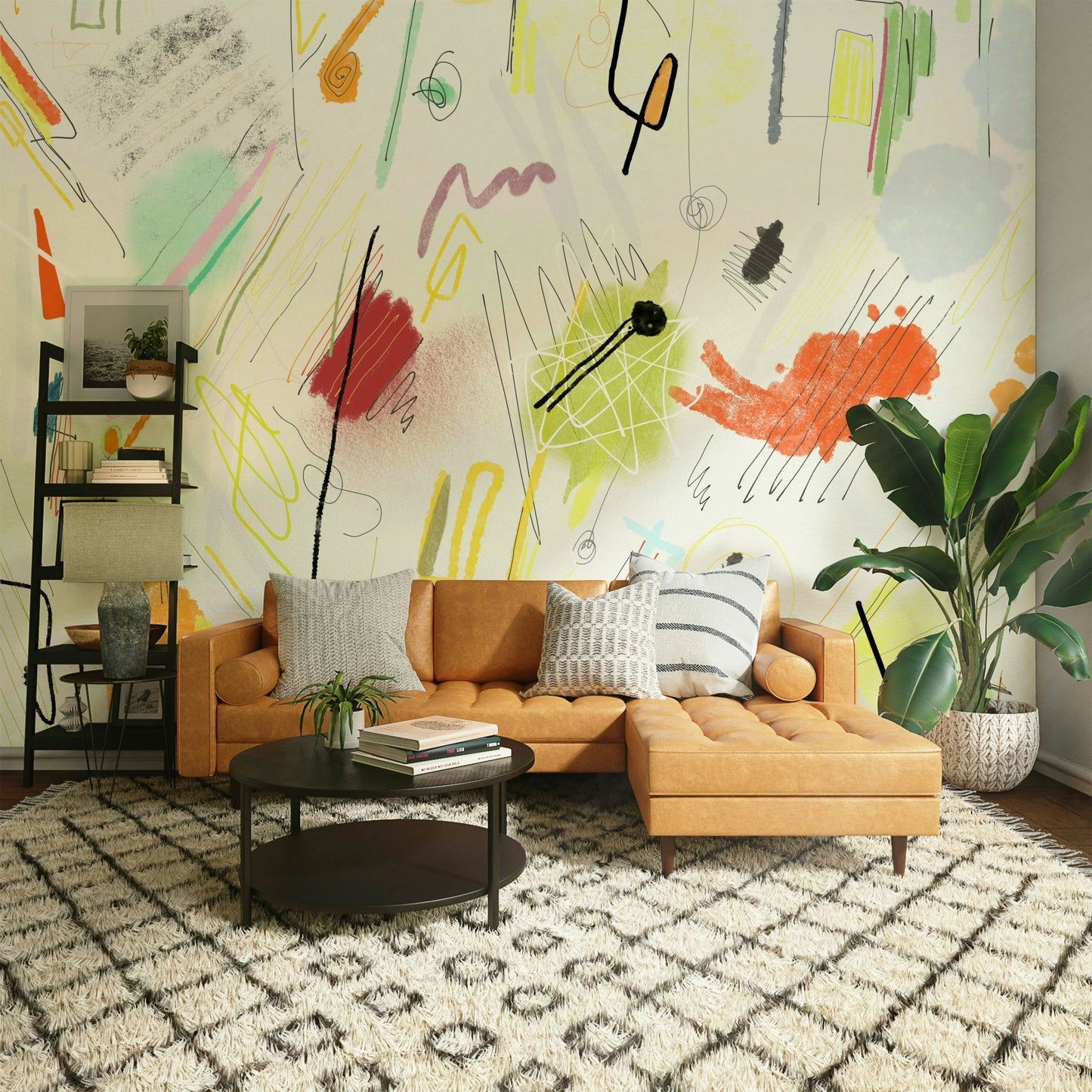 Bold colorful mural wallpaper

