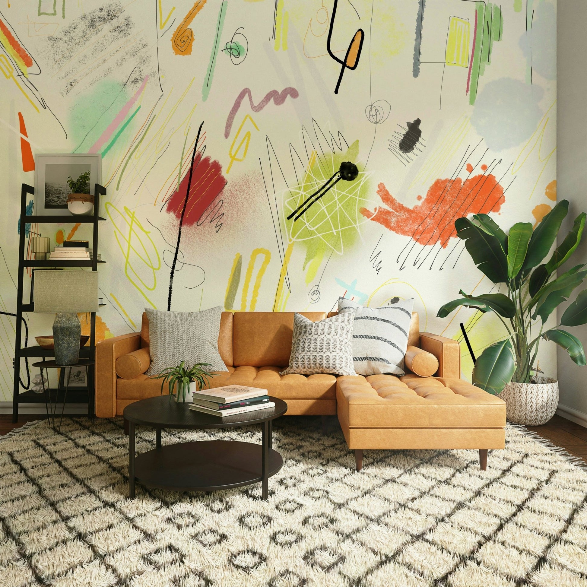 Bold colorful mural wallpaper

