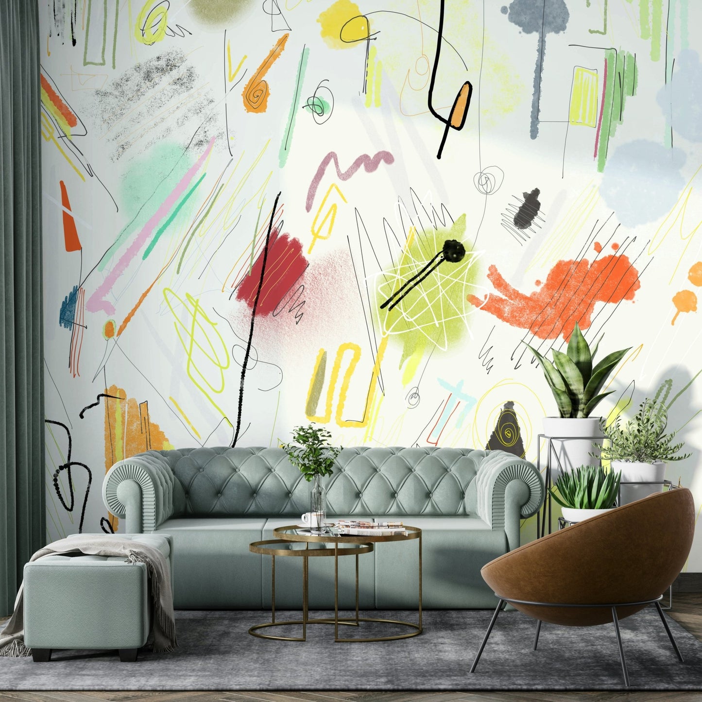 Painterly abstract collage wallpaper

