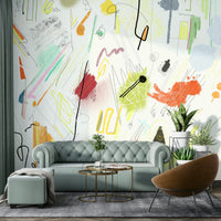 Painterly abstract collage wallpaper

