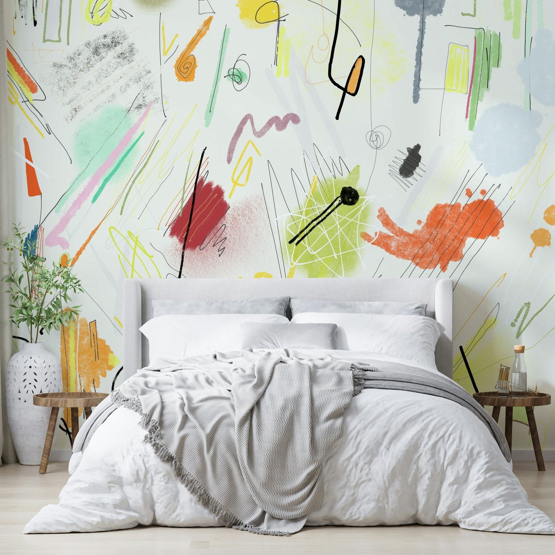 Modern art-inspired wall mural

