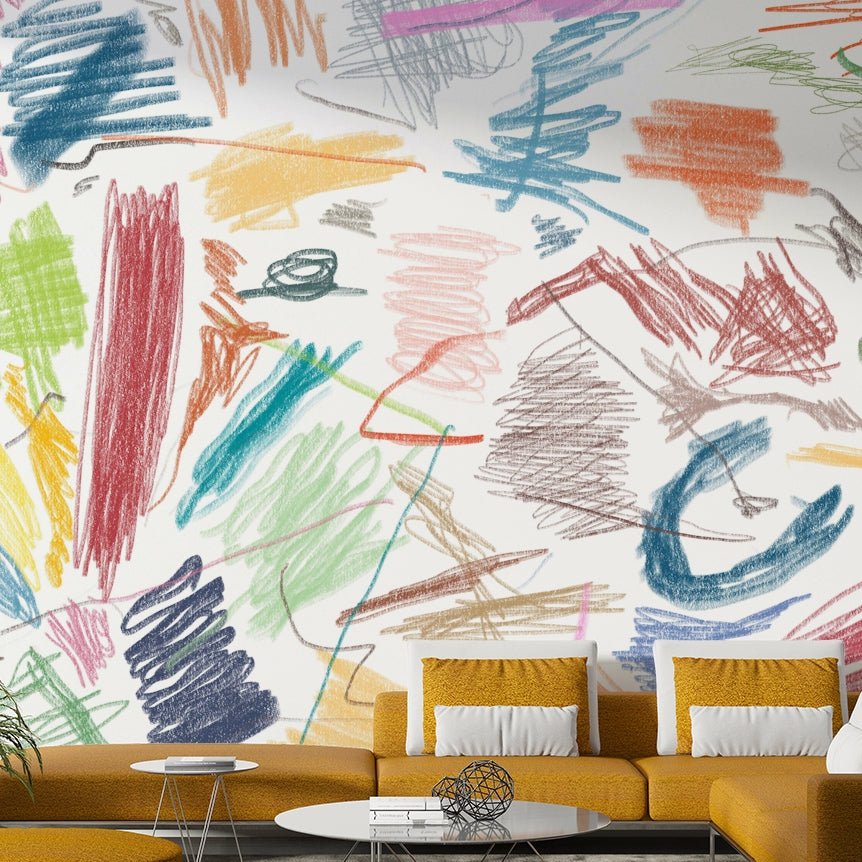 Layered shapes modern mural design

