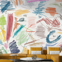 Layered shapes modern mural design

