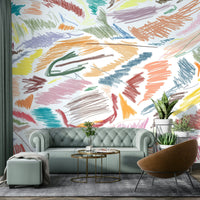 Mural wallpaper with playful forms

