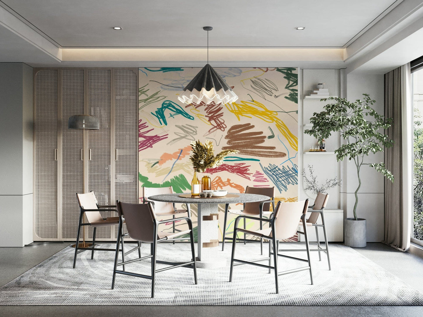 Modern Cianfrusaglia wall mural in vibrant tones
