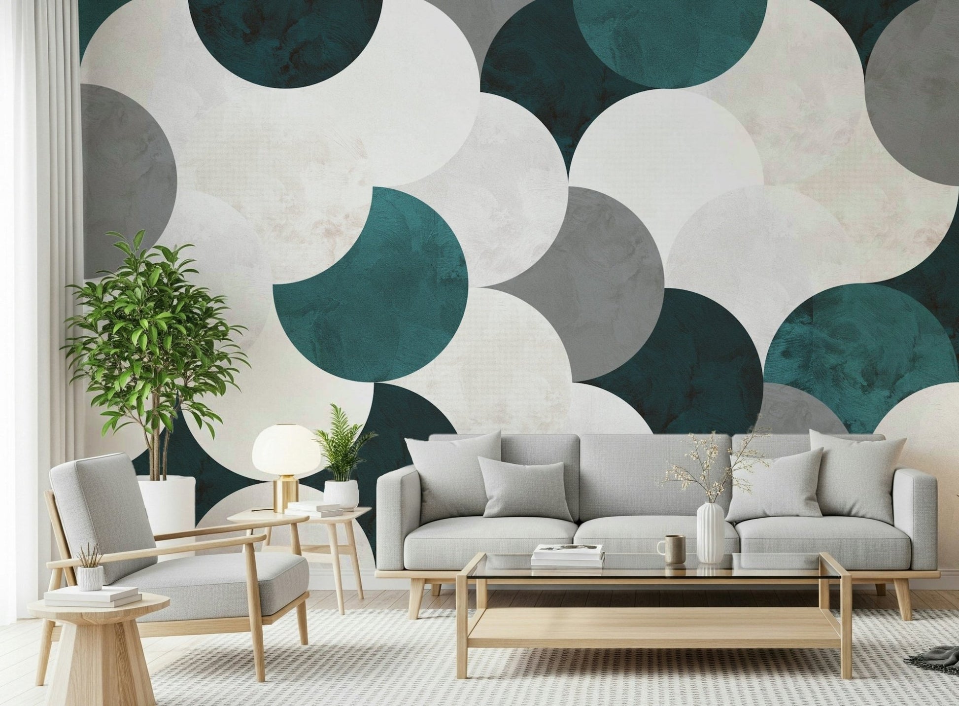 Sitting room with the harmonious Circle Abstract Wall Mural.