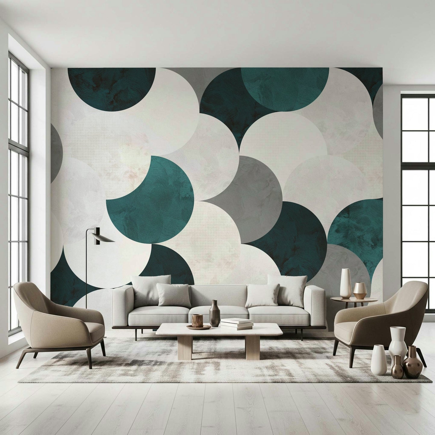 Bedroom wall accent using the sophisticated Circle Abstract Wall.