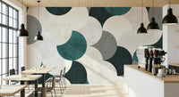Circle Abstract Wall Mural in a minimalist apartment.