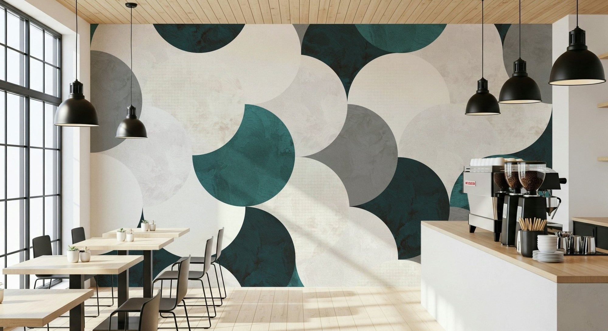 Circle Abstract Wall Mural in a minimalist apartment., GD6338