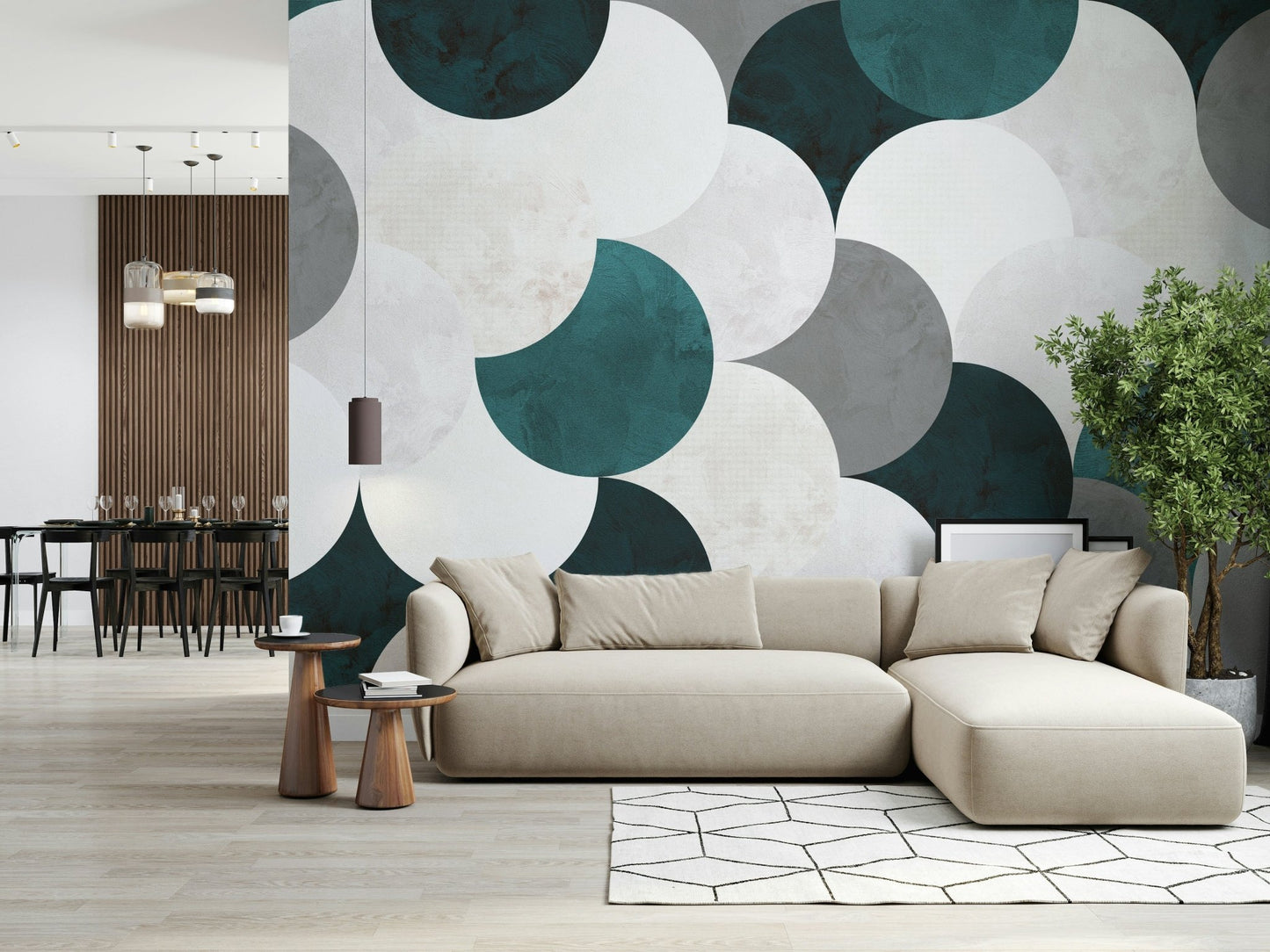 Accent wall featuring the inspiring Circle Abstract Wall Mural.