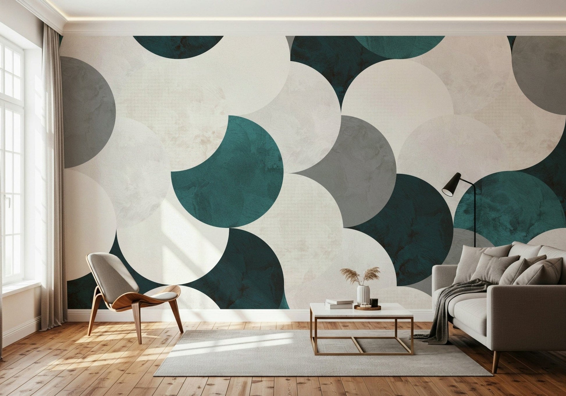 Interior space featuring the artistic Circle Abstract Wall Mural.