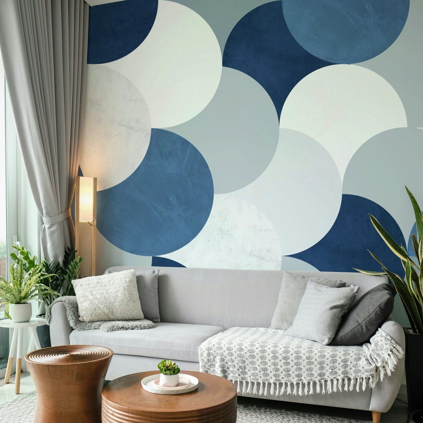 Artistic mural with circle patterns

