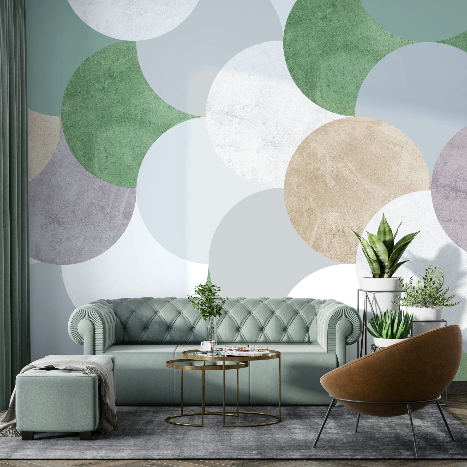 Artistic mural with circle patterns

