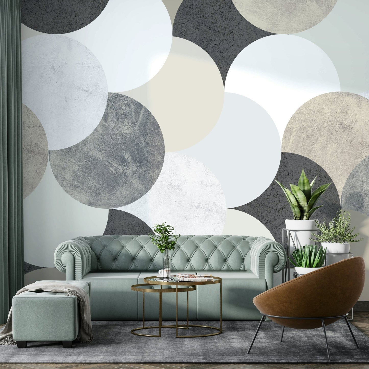 Neutral geometric mural wallpaper GD560

