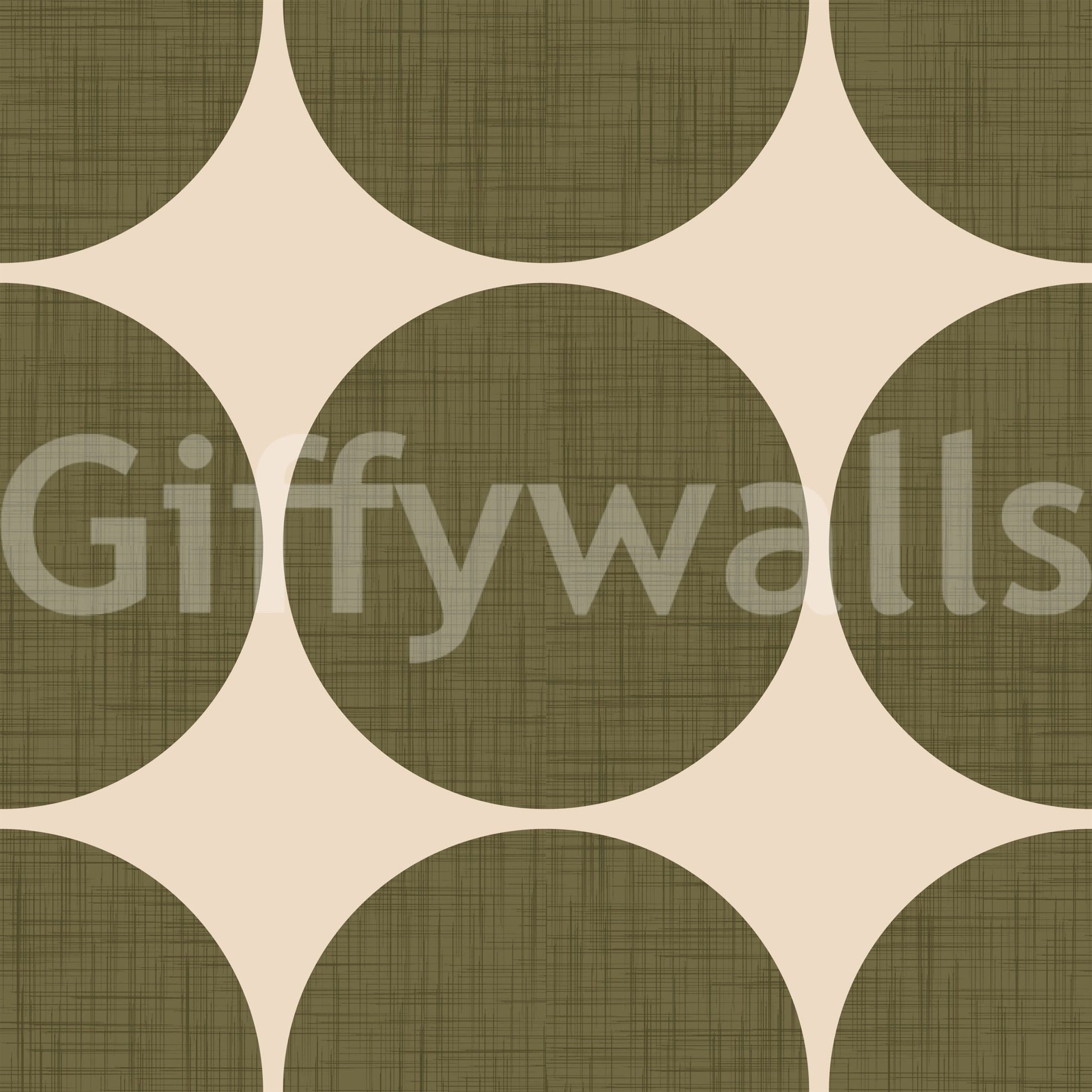 Circles in Linen Wallpaper Earthy hues, staggered patina wall mural.