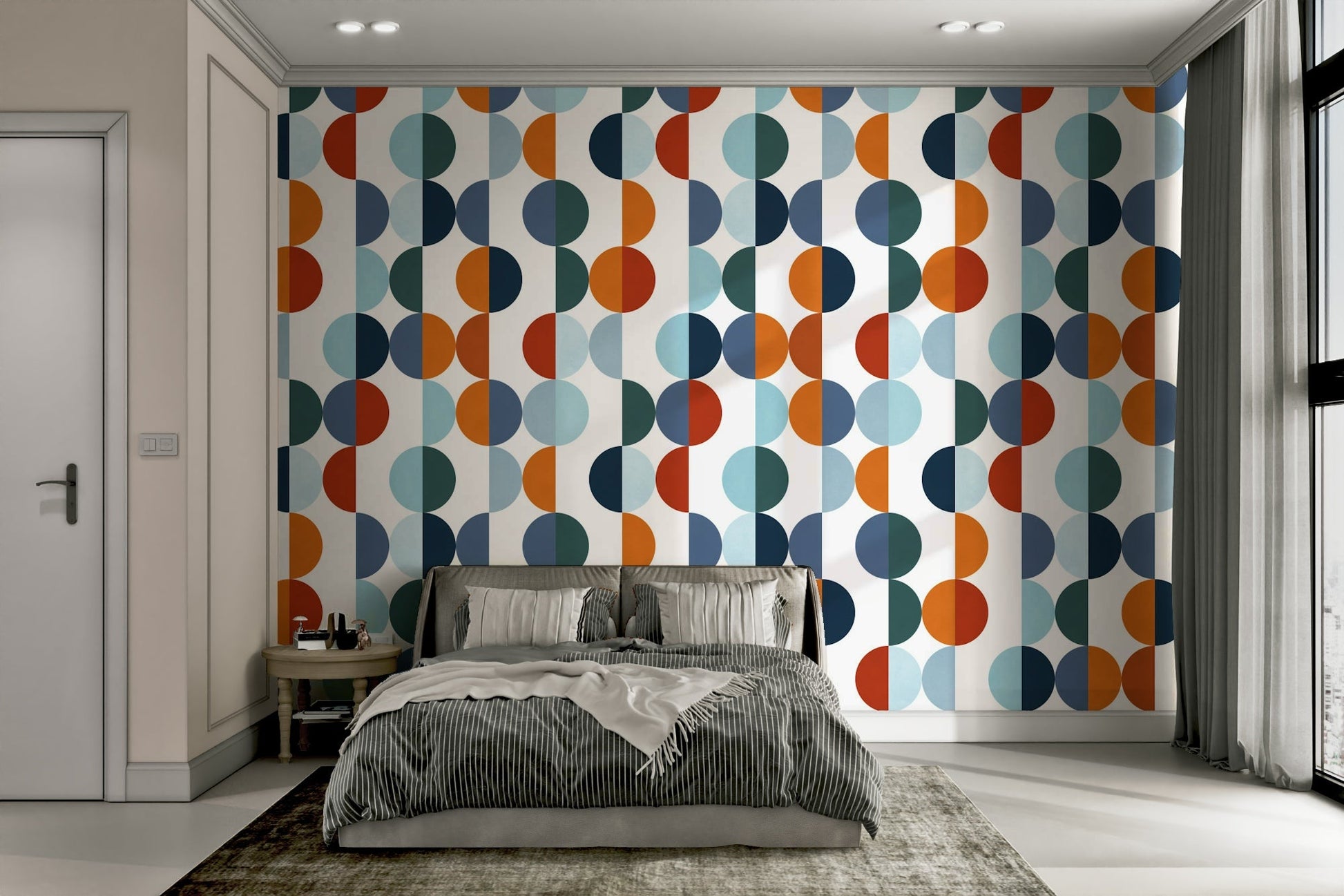 The circles and lines intersect, creating a complex yet balanced design. GD3376, GD3377