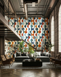 A room decorated with the Circular Symmetry wallpaper. GD3376, GD3377
