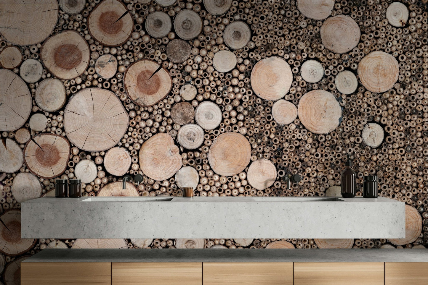 Nature-inspired wood array mural

