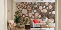Rustic wood circles wallpaper design

