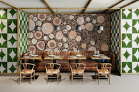 Tree trunk cross-cut wall mural design

