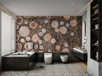 Circular Wood Array wall mural design

