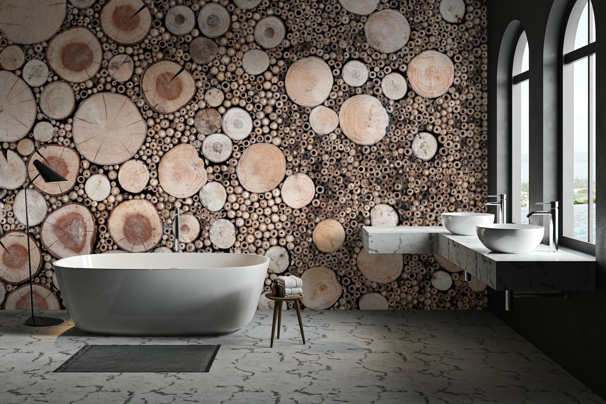 Wood slice pattern wallpaper mural

