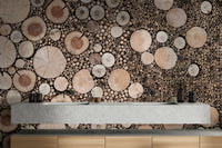 Nature-inspired wood array mural


