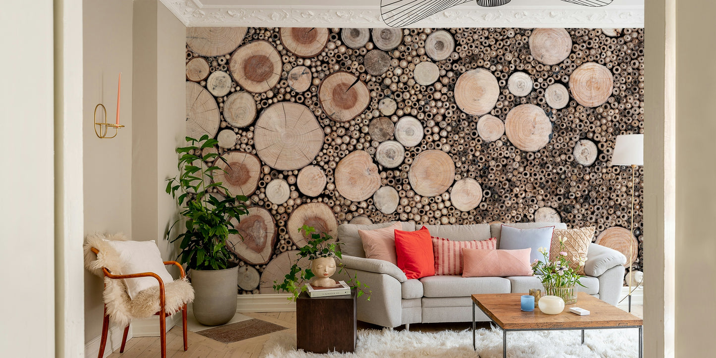 Rustic wood circles wallpaper design

