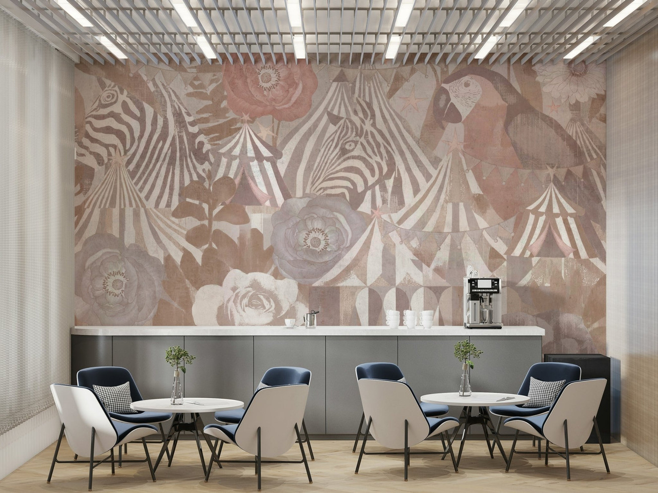 Circus Flora: Vintage Carnival Dream Pastel Pink Wall Mural