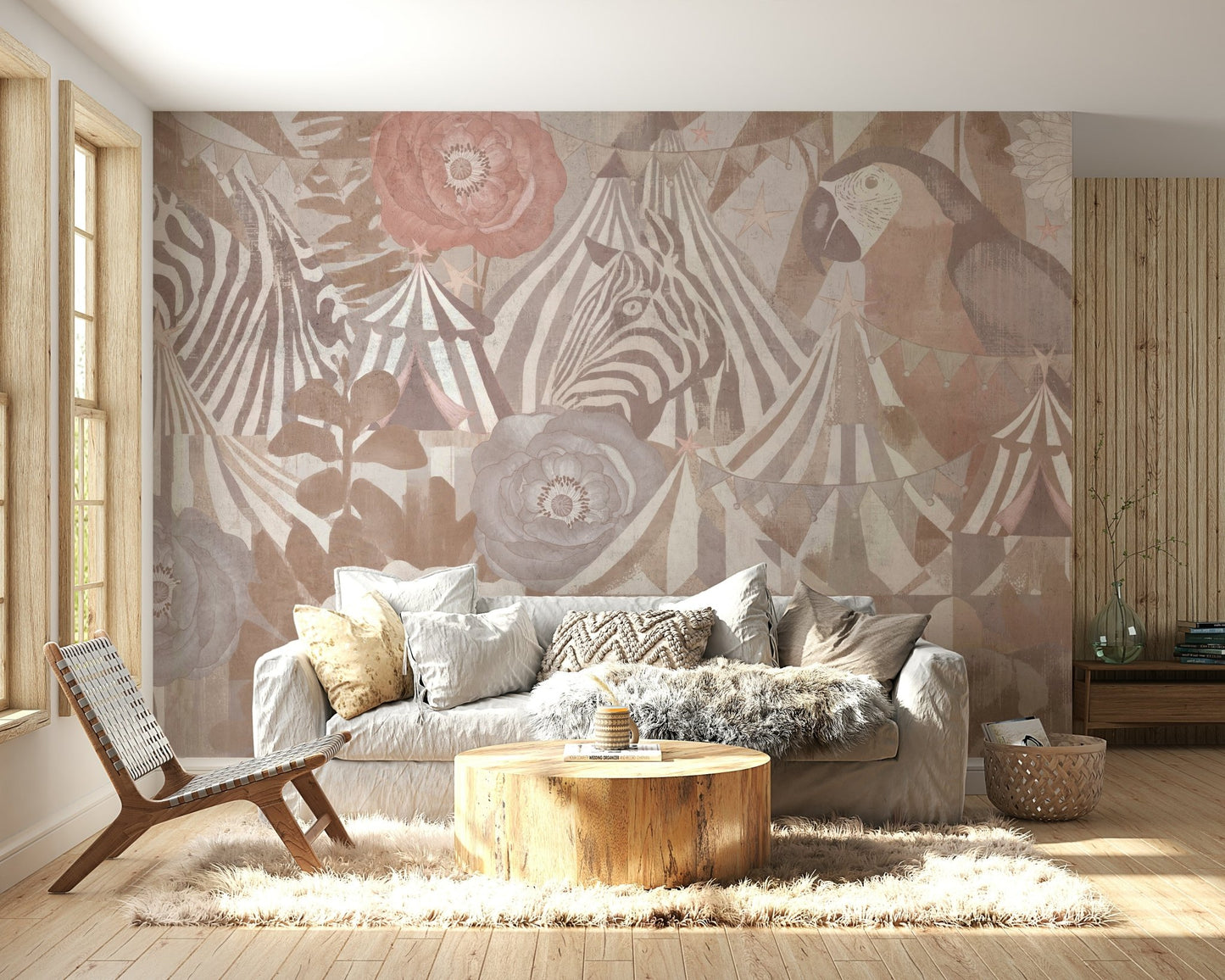 Circus Flora: Vintage Carnival Dream Pastel Pink Wall Mural