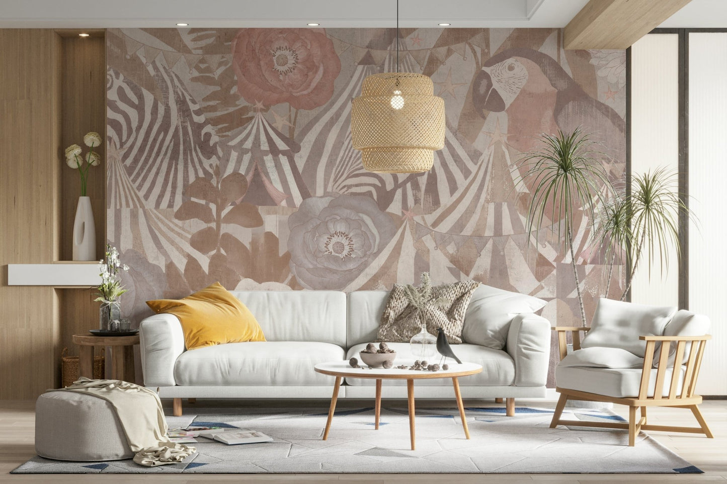 Circus Flora: Vintage Carnival Dream Pastel Pink Wall Mural