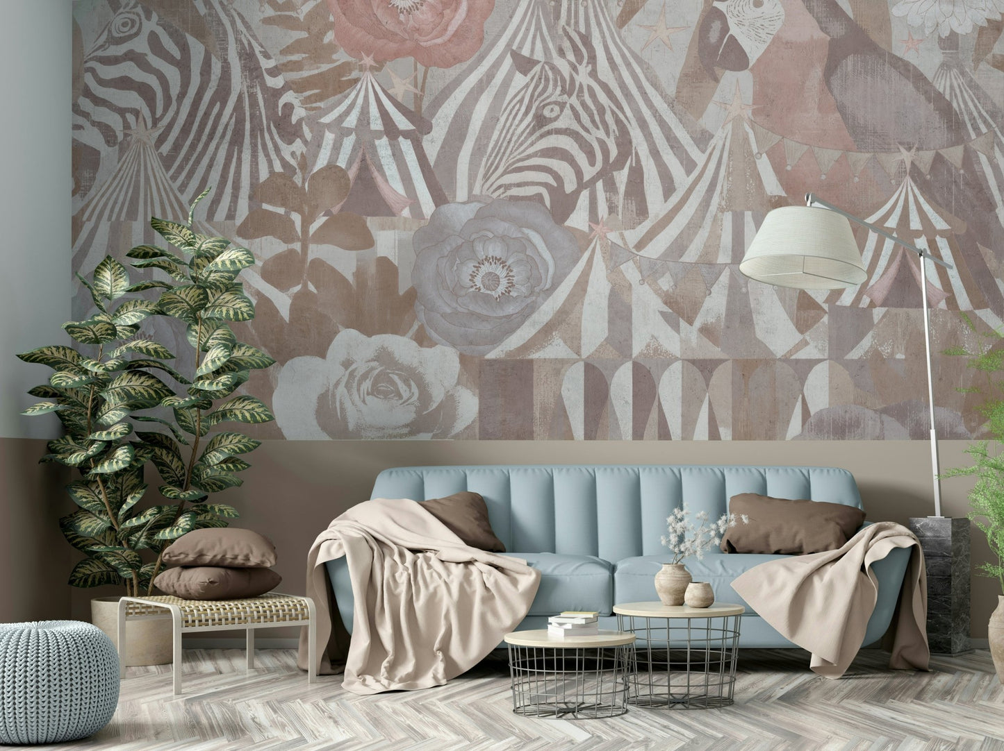 Circus Flora: Vintage Carnival Dream Pastel Pink Wall Mural