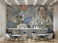 The peel and stick wallpaper showing realistic floral textures.

