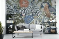 An angled shot of the mural's gentle color palette.

