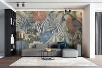 A detail shot of the elegant lines in the wallpaper.

