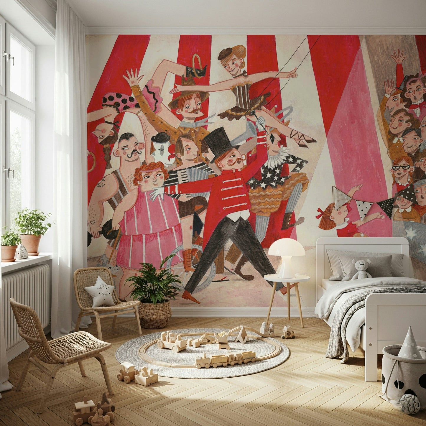 An artistic minimalist form mural for home decor.