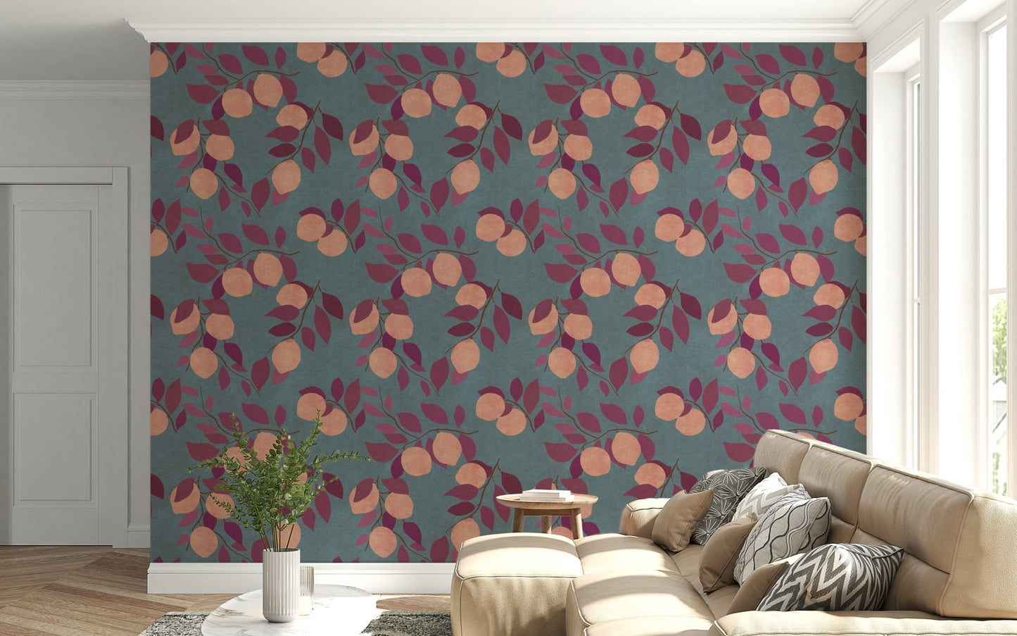 Citrus Bliss Wallpaper wallpaper mural for a refreshing bedroom feature wall.