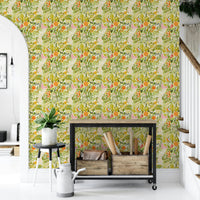 The wallpaper for walls being admired in a home.

