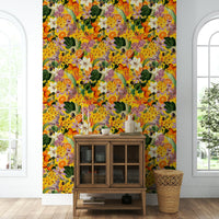 Floral wallpaper with citrus motifs in a kitchen, GD1366