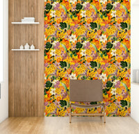 Modern citrus-themed wallpaper in living room, GD1366