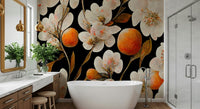 An artistic citrus bloom mural on minimalist wallpaper., GD5303