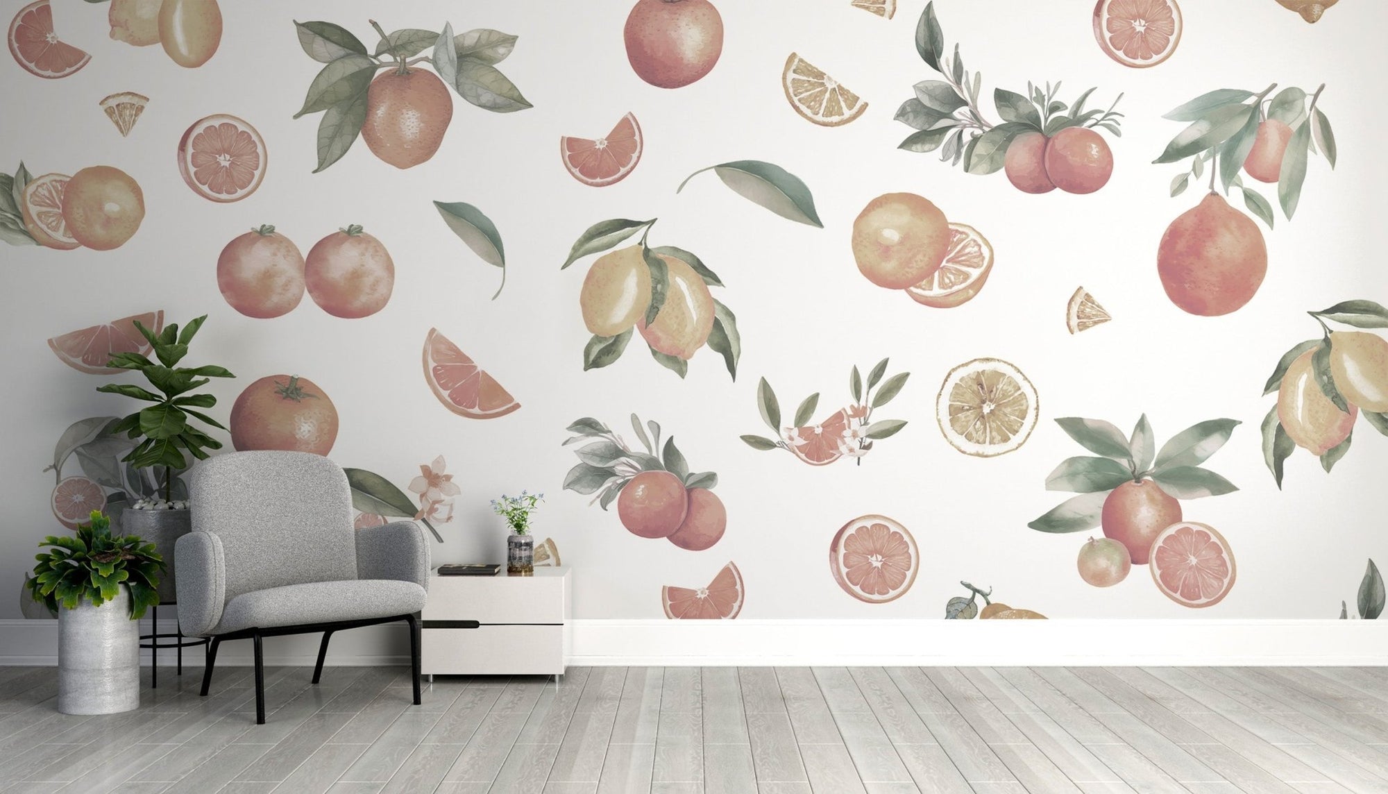 Citrus Orchard Delight Wallpaper mural for walls, B825