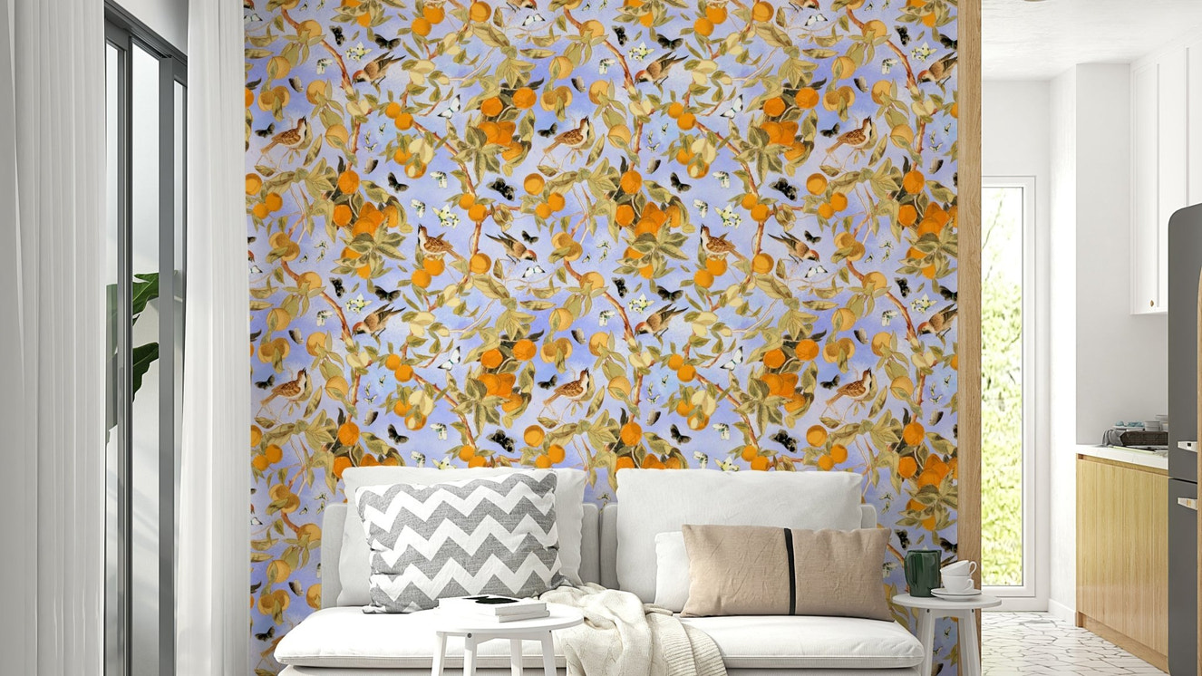 Bright and bold citrus wallpaper for a fresh look

