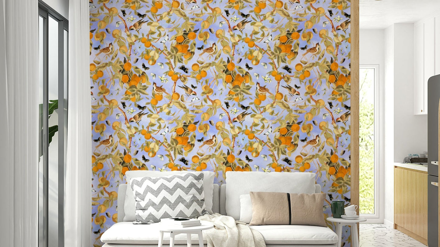 Bright and bold citrus wallpaper for a fresh look

