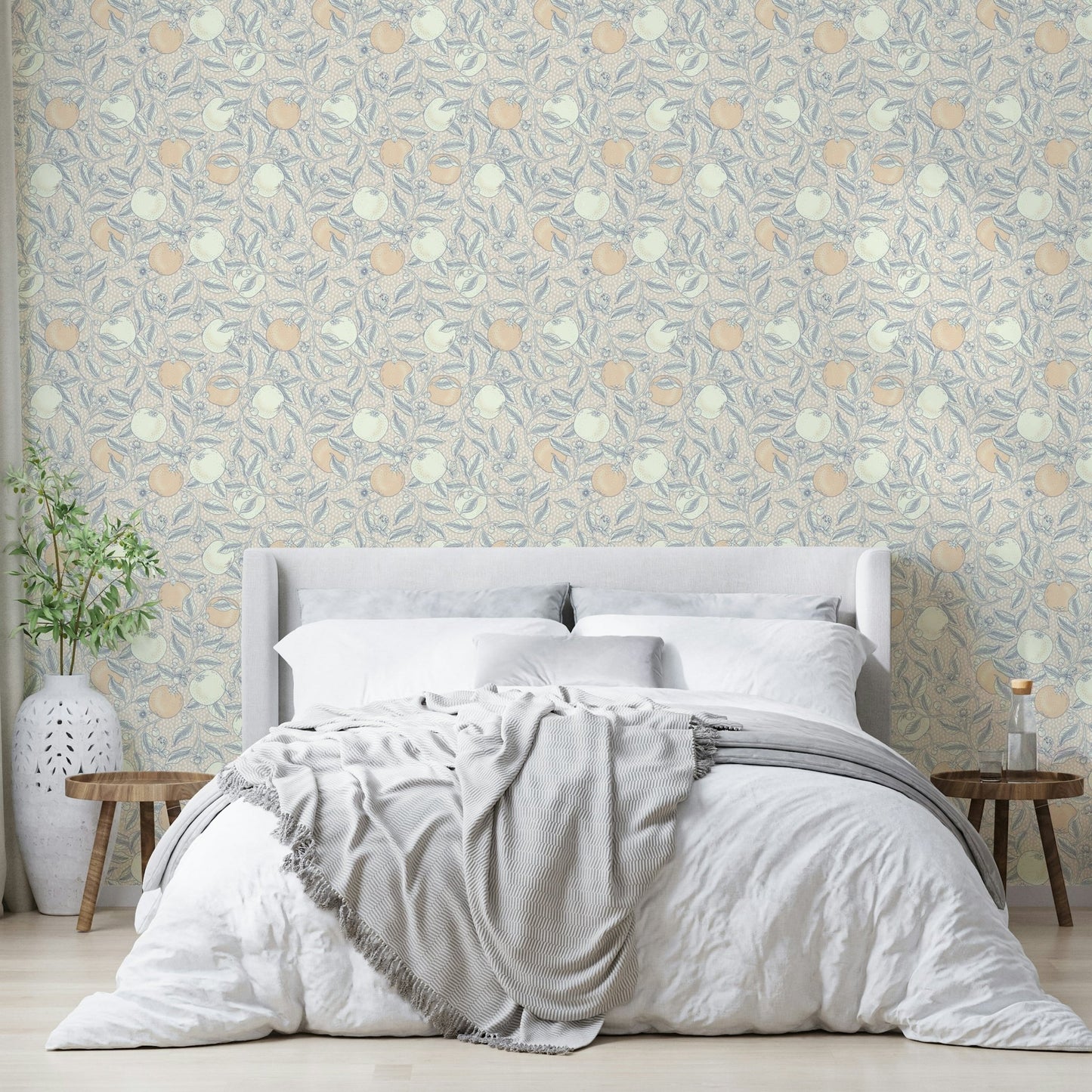 Soft botanical wallpaper with citrus details GD468

