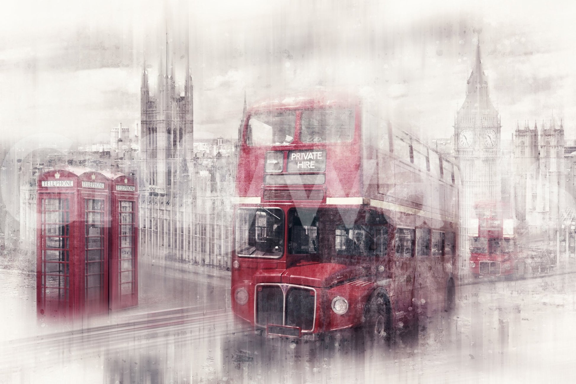Stunning Westminster collage mural showcasing London