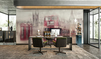 Famous London landmarks on Westminster collage mural